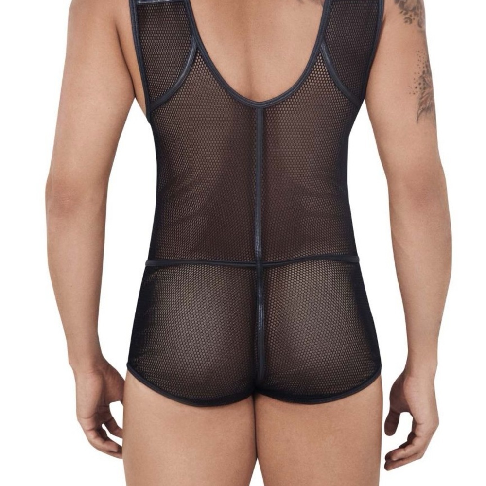 CandyMan 99528 Mesh Bodysuit Trunks Color Black. LG/XL - Picture 2 of 5